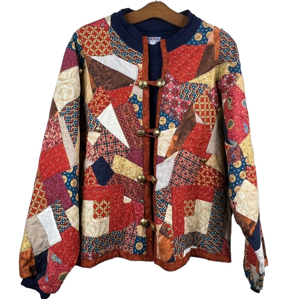 Handmade Jerzees Patchwork Jacket Size Large Vint… - image 1